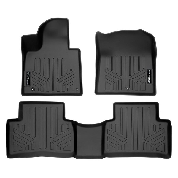 Smartliner SA0547-B0547 All Weather Custom Fit 2 Row Black Floor Mat Liner Set for 2021-2023 Kia Sorento SA0547/B0547 - main